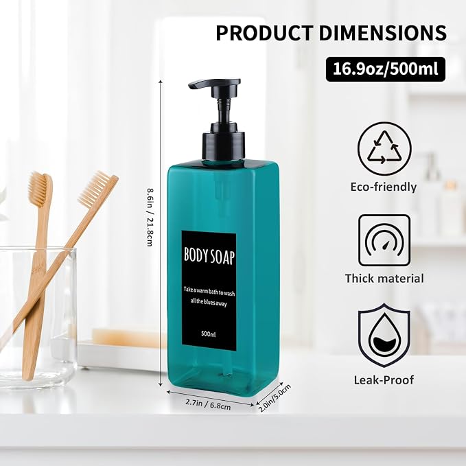 Shampoo and Conditioner Dispenser Modern Refillable Shampoo Pump Bottles - Image 6