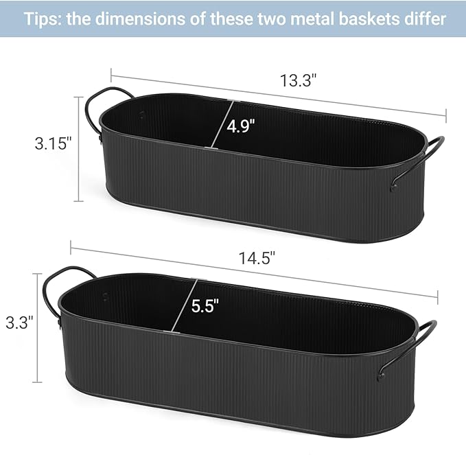 Mkono Metal Storage Basket for Toilet Tank Top Bathroom Decor, Galvanized Tray - Image 7