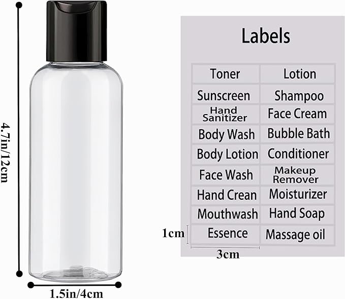 5 Pack 3.4 oz Travel Bottles for Toiletries TSA Approved Leakproof Plastic - Image 3