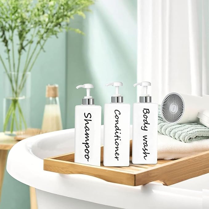 21oz Shampoo and Conditioner Dispenser Modern Refillable Shampoo Pump Bottles - Image 3