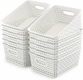WYT 12-Pack Plastic Small Shelf Storage Weave Baskets by WYT