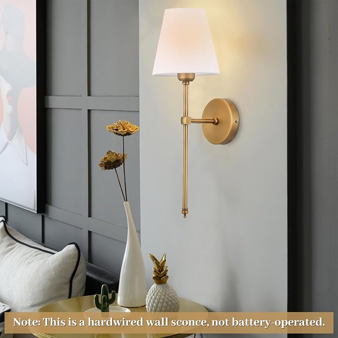 Bsmathom Wall Sconces Sets of 2, Hardwired Classic Brushed Brass Sconces Wall - Image 7