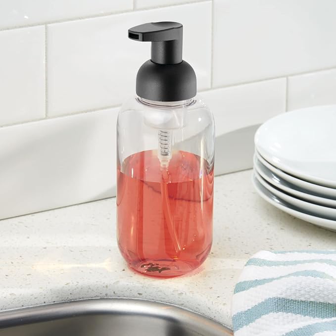 mDesign Round Plastic Refillable Foaming Soap Dispenser Pump Bottle - Image 3