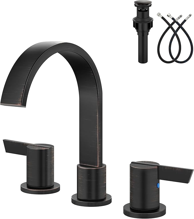 Aolemi Bathroom Faucets 3 Hole, 8 Inch Widespread Waterfall Bathroom Sink Faucet by Aolemi