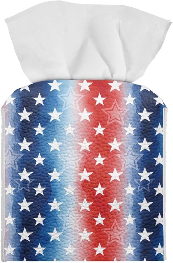 American Stars Luxury Tissue Box Cover, Elegant PU Leather Square Tissue Case by Pzuqiu