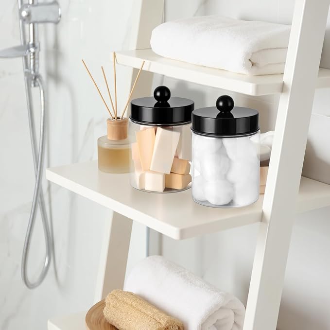 3PC Farmhouse Decor Qtip Holder Apothecary Jars Bathroom Vanity Storage - Image 6