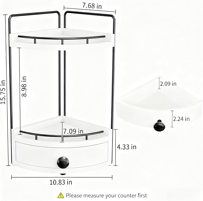 2-Tier Corner Bathroom Counter Organizer - Image 3