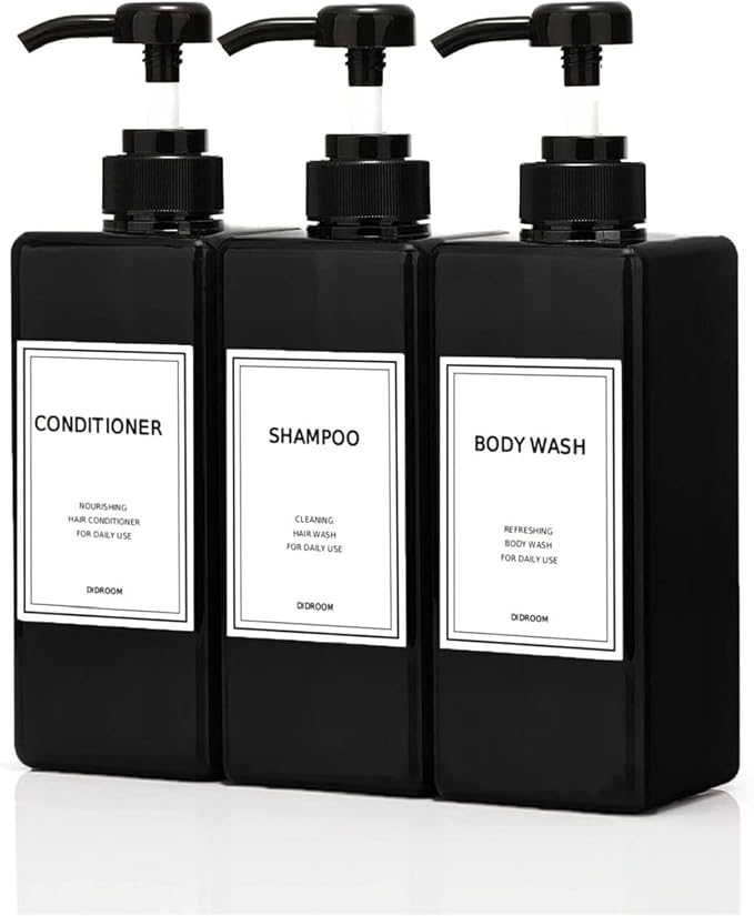 Modern Shampoo and Conditioner Dispenser Refillable Pump Bottle Set Empty by DIDROOM