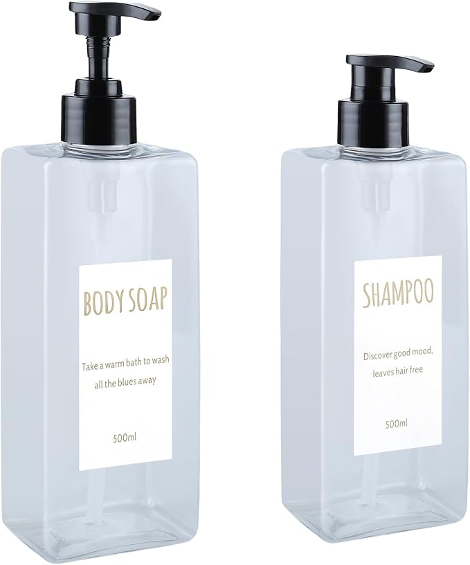 Shampoo and Conditioner Dispenser Modern Refillable Shampoo Pump Bottles by Unknown