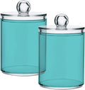 Pale Turquoise Qtip Holder Organizer Dispenser Cotton Swabs Cans Plastic Jars by SHJI