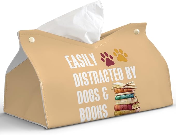 Yellow Dog Tissue Box Cover Rectangle, Leather Toilet Paper Box, Funny by PaJiaNi
