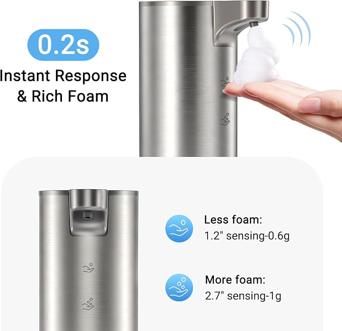 LAOPAO Automatic Foaming Soap Dispenser, Matte Stainless Steel Touchless Soap - Image 2