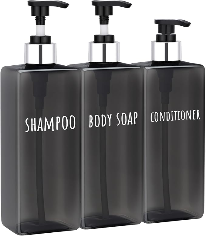 Segbeauty 16.9oz Empty Black Hand Soap Dispensers, Refillable Square Pump by Segbeauty