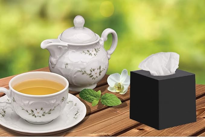 2 Pack Black Tissue Box Cover – Square Tissue Box Holder - Image 9