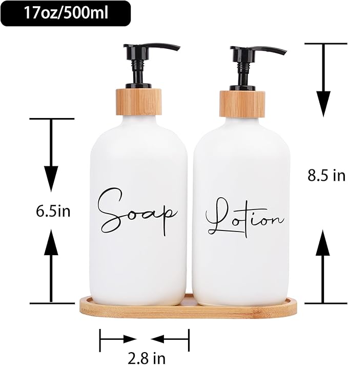 17 oz Hand Soap Dispenser Empty Glass Lotion Pump Bottles, Refillable Liquid - Image 6