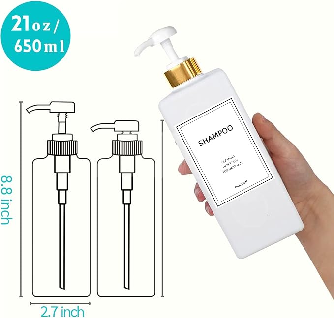 DIDROOM Modern Gold Shampoo and Conditioner Dispenser Refillable Pump Bottle - Image 2