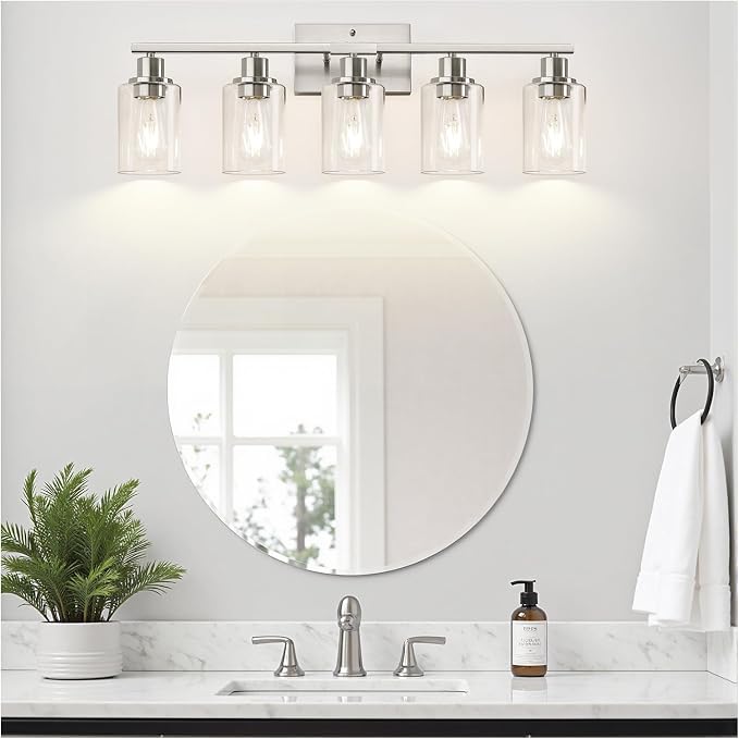 5-Light Bathroom Light Fixtures, Brushed Nickel Bathroom Vanity Light - Image 7