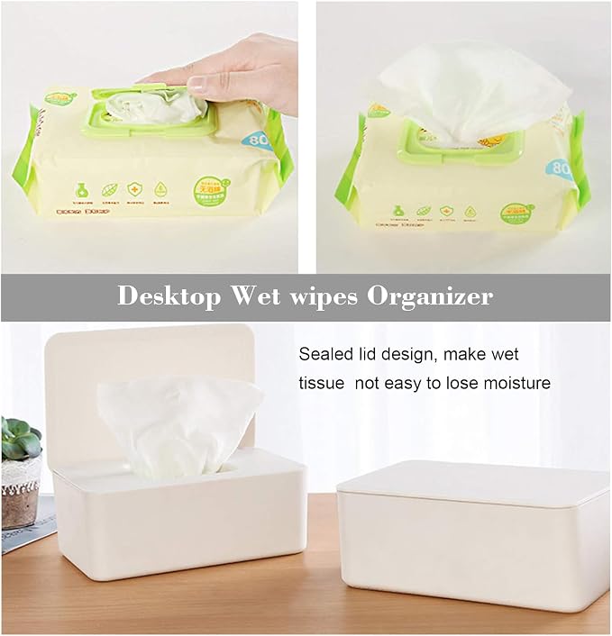 Cuayaes White Tissue Box Cover, Refillable Baby Wipes Dispenser - Image 4