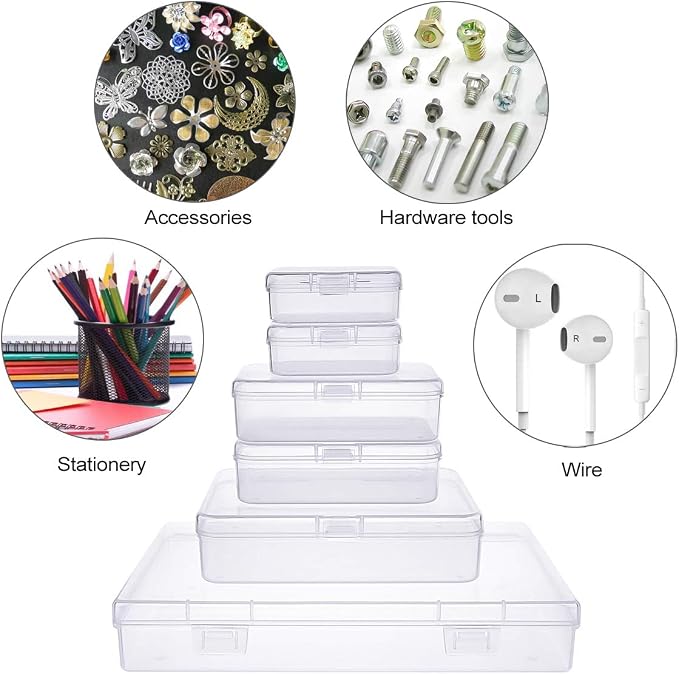 Goodma 24 Pieces Mixed Sizes Rectangular Empty Mini Clear Plastic Organizer - Image 8