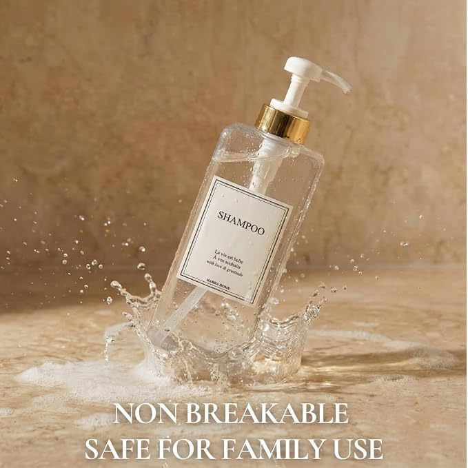 Modern Gold Design Shampoo and Conditioner Dispenser, Large 27oz Shower Soap - Image 4