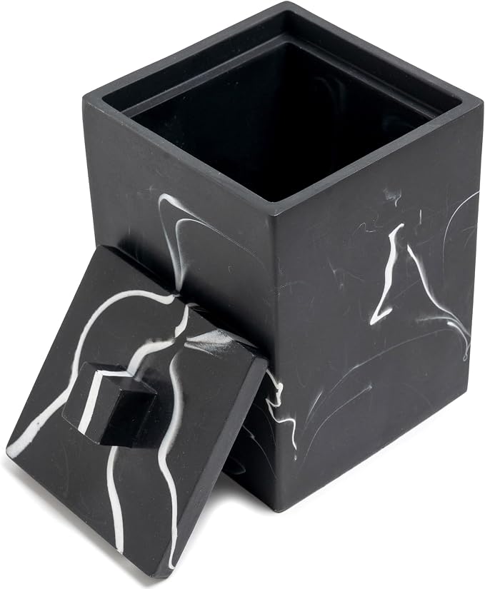 Cotton Swab Canister with Lid, Resin Bathroom Containers Canister Cotton Ball - Image 3