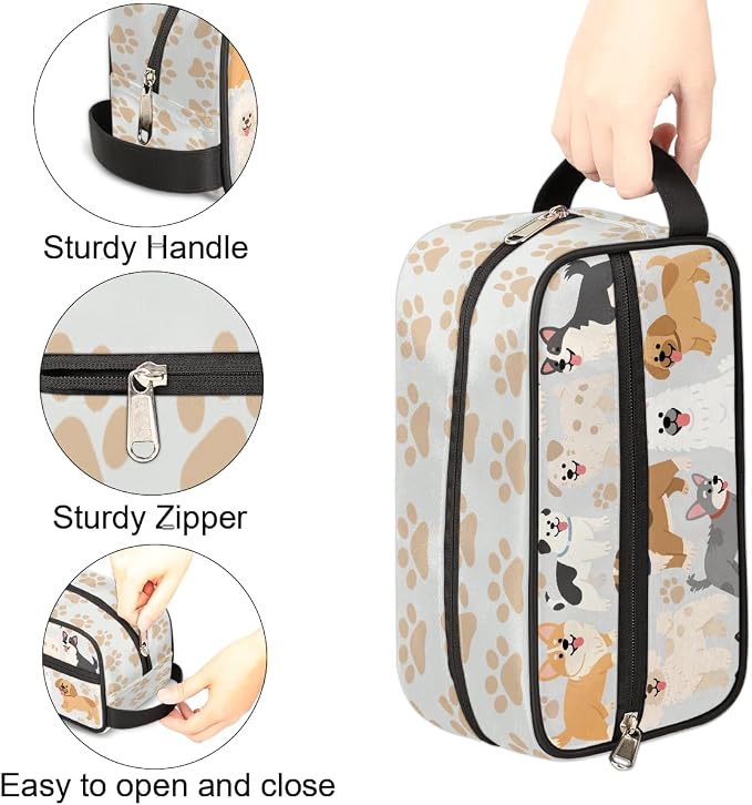 Lovely Dogs Paws Pattern Kids Toiletry Bag - Image 4