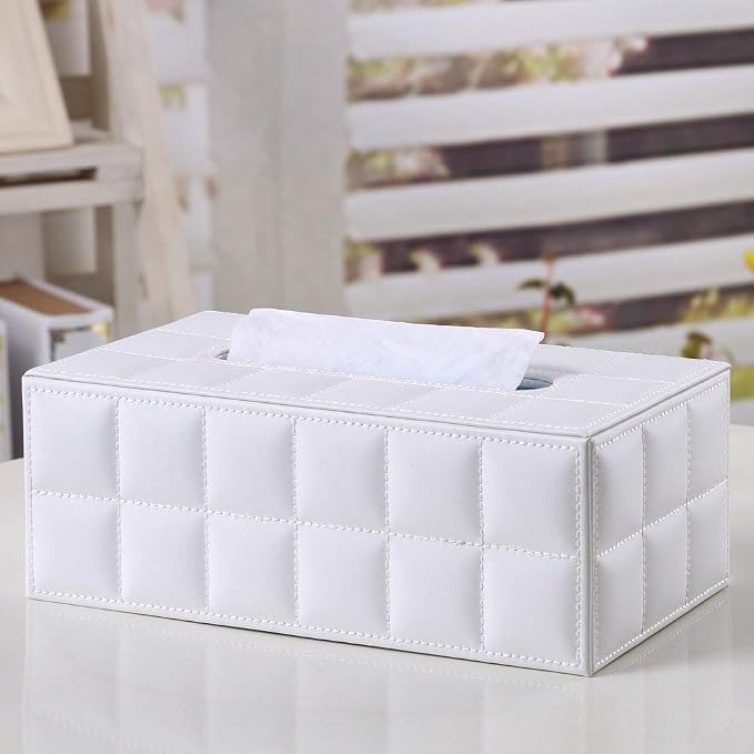 KINGFOM Rectangular Tissue Box Cover, Imitation Suede PU Leather Tissue Box - Image 8