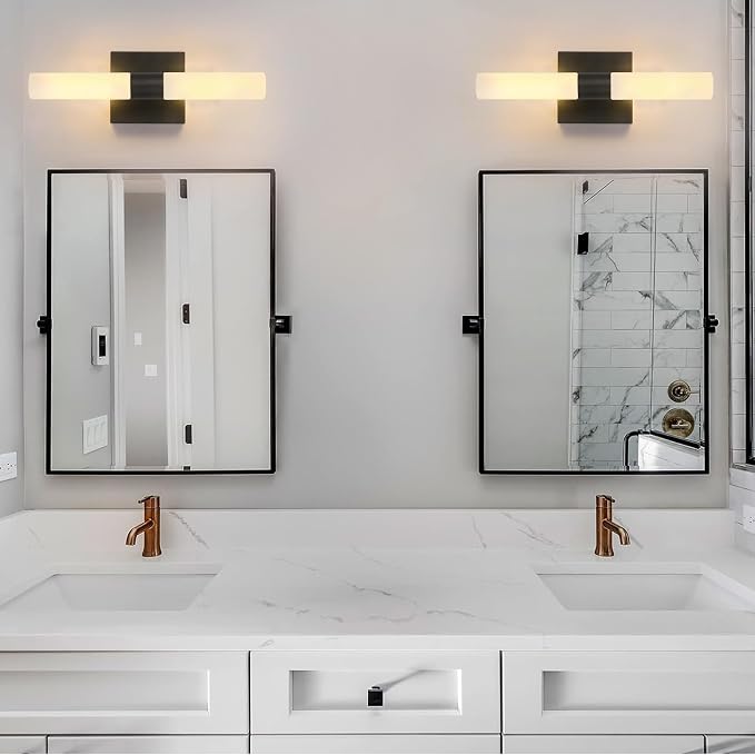 Wall Sconces Set of Two Matte Black Modern Bathroom Sconces Lighting Set of 2 - Image 6