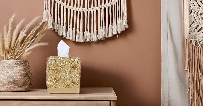 Hymmah Modern Square Tissue Box Cover Holder, Bathroom Accessories Decor Unique - Image 4