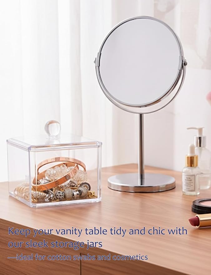 Cotton Swab Holder with Plastic Lid, Single Layer Bathroom Organizer - Image 4