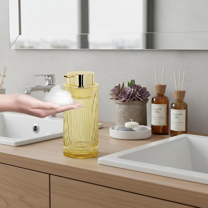 14 Oz Foaming Soap Dispenser, Amber Glass Soap Dispenser, Refillable Foam Pump - Image 6