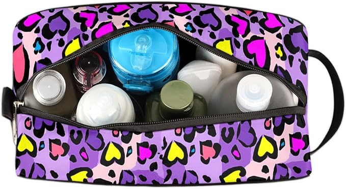 Heart Shape Leopard Skin Print Kids Toiletry Bag - Image 6