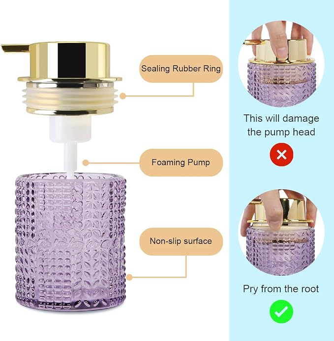 Foaming Soap Dispenser, Refillable 10oz Lotion Liquid Container Pump Bottle - Image 6