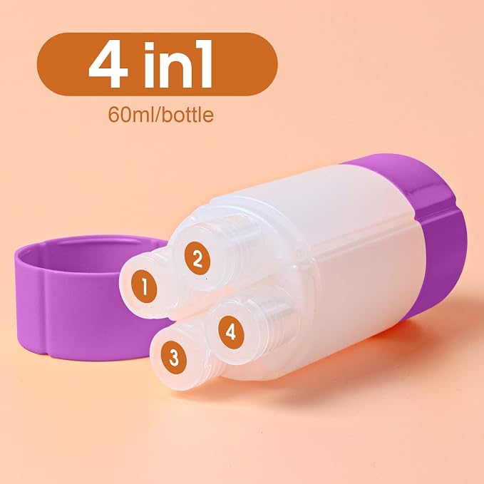 Travel Bottle, TSA approved 4-in-1 Leak-Proof Bottle, 4 * 60ml/2oz, - Image 2