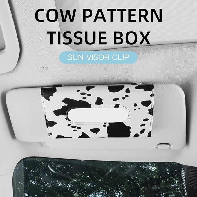 Cow Print Car Accessories for Women, Premium Tissues Box, Tissue Holder for - Image 2