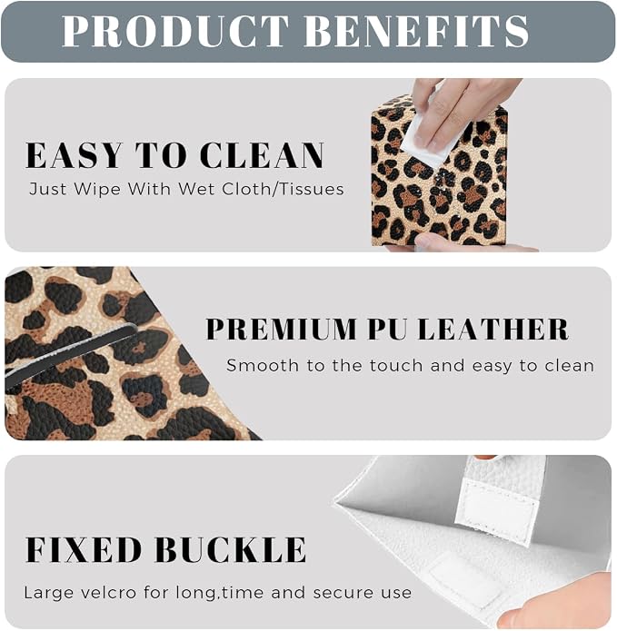 Leopard Print Tissue Box Cover Cute Animal Brown Black Leather Tissue Box - Image 4