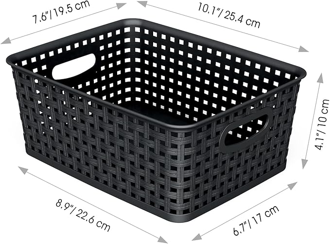 WYT 12-Pack Plastic Small Shelf Storage Weave Baskets - Image 2
