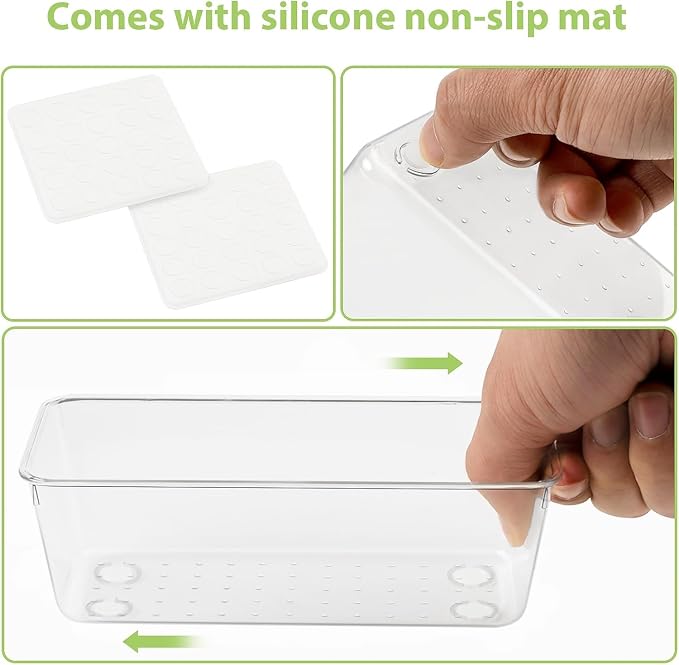 25 Piece Clear Drawer Organizer Set, 4 Sizes Bathroom Vanity Organizer Trays - Image 6