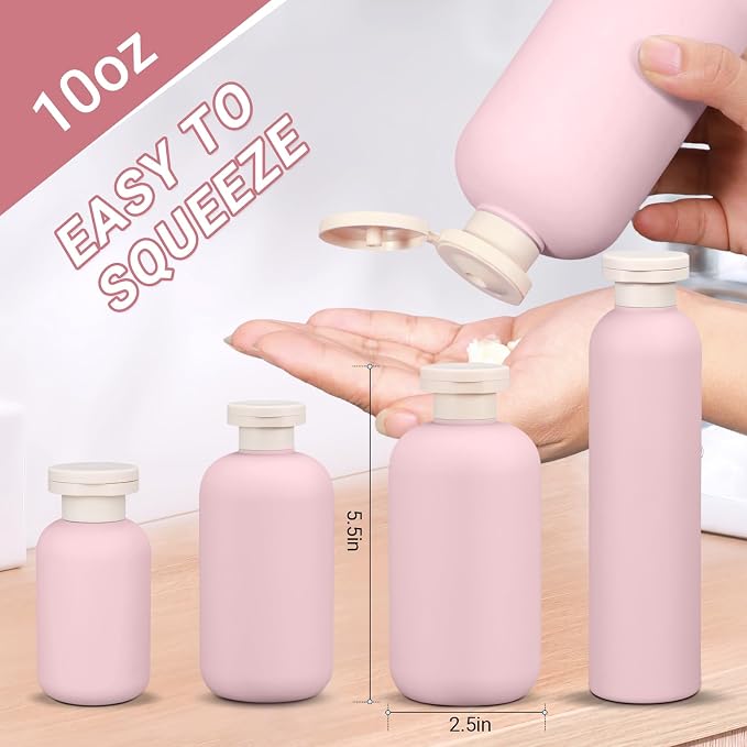 ASEVAT 10oz 3Pcs Plastic Refillable Travel Shampoo and Conditioner Bottles - Image 2
