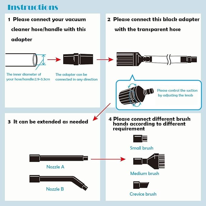 EZ SPARES 7PCS Micro Vacuum Attachment, 7 Piece Universal Vacuum Cleaner - Image 5