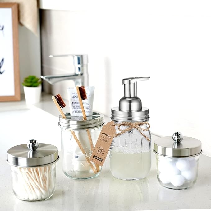 Amolliar Mason Jar Foaming Soap Dispenser Pump, Refillable Plastic Pump - Image 7