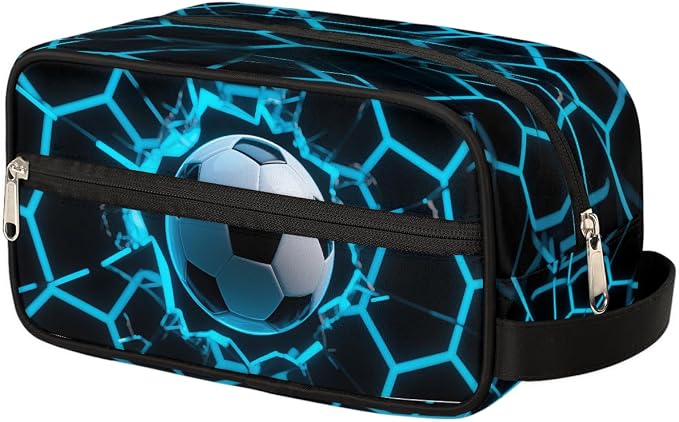 Futuristic Style Soccer Ball Kids Toiletry Bag - Image 2