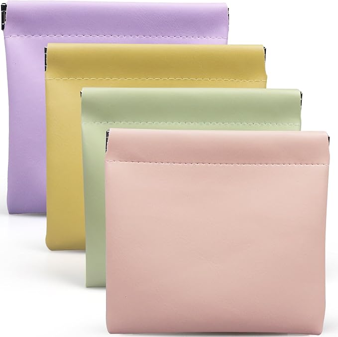4 Pack 4.7"×4.7" Small Pouches for Purse, Snap Closure Organizer Pouch by Muswelf
