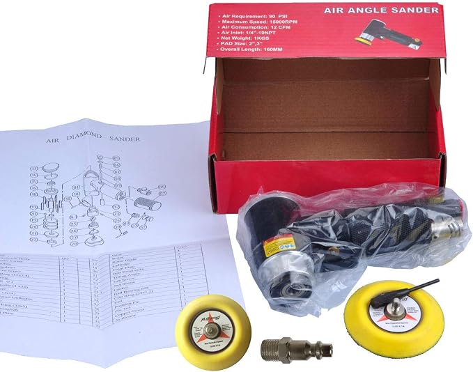 2" & 3" Dual Action Mini Air Sander, Random Orbital Pneumatic Polisher Kit - Image 9
