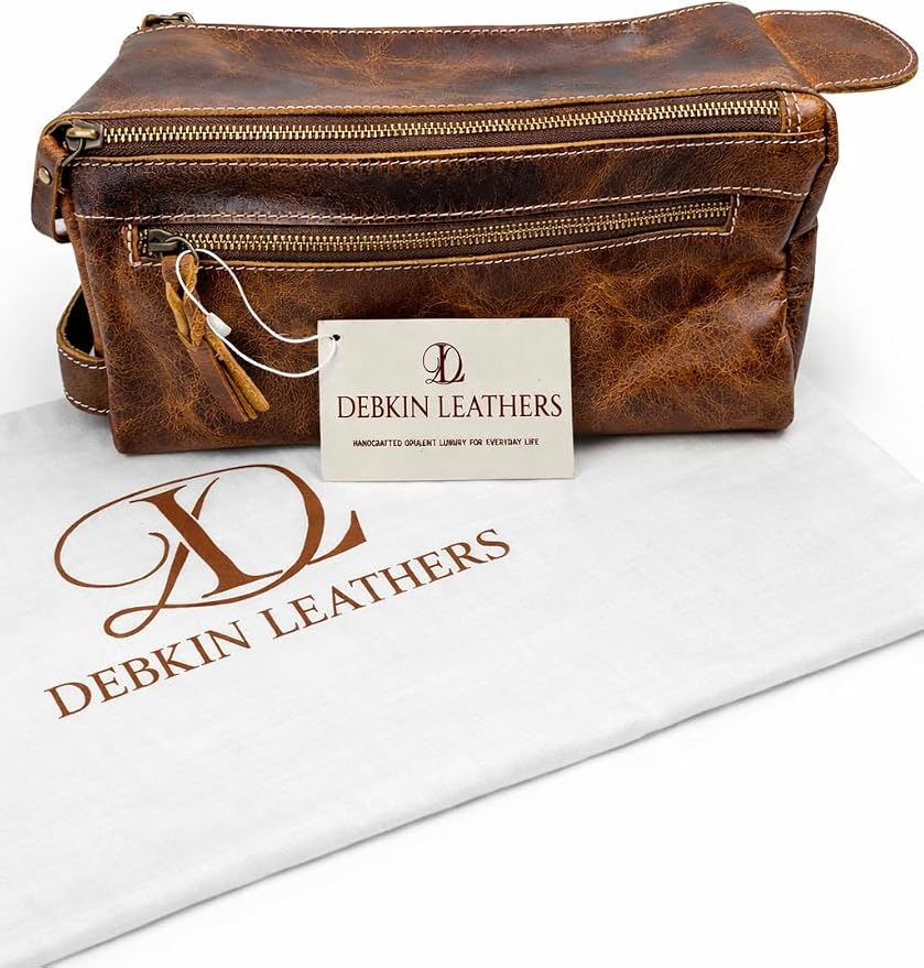 DEBKIN FOCUS Premium Top Grain Buffalo Leather Toiletry Bag - Image 4