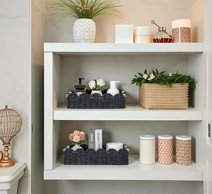 CubesLand Toilet Paper Storage Basket, Scalloped Edge Shelves Basket - Image 4