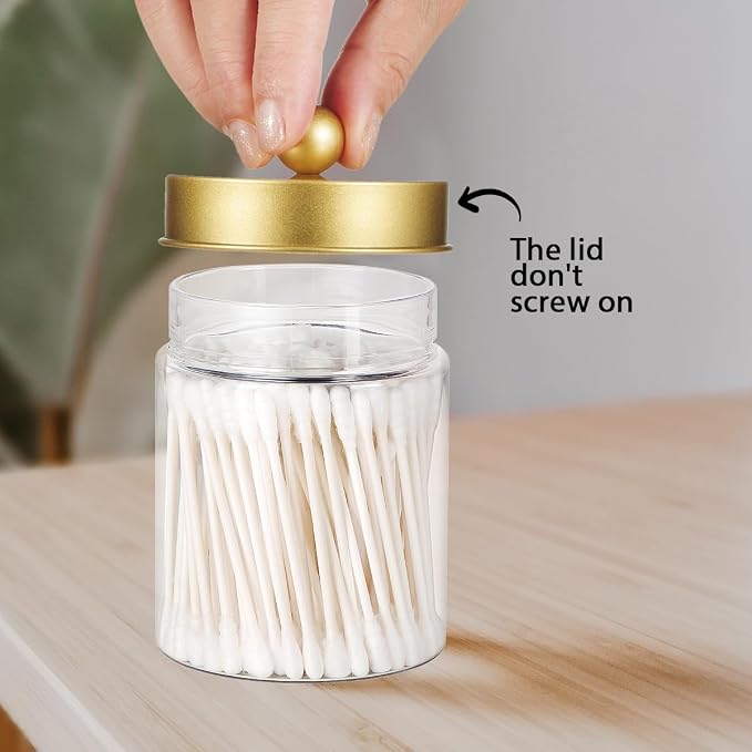 Amolliar Qtip Holder Dispenser - 8 oz Plastic Apothecary Jar Containers - Image 7