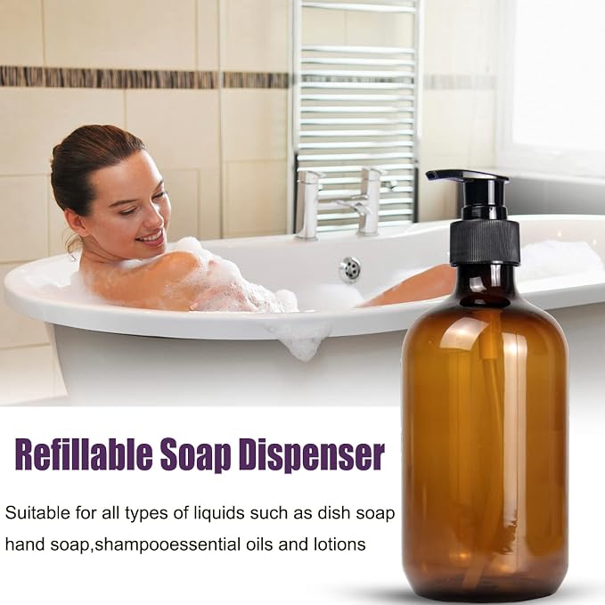4 Pack 16.9 Oz Shampoo and Conditioner Hand Soap Dispenser Refillable Pump - Image 4