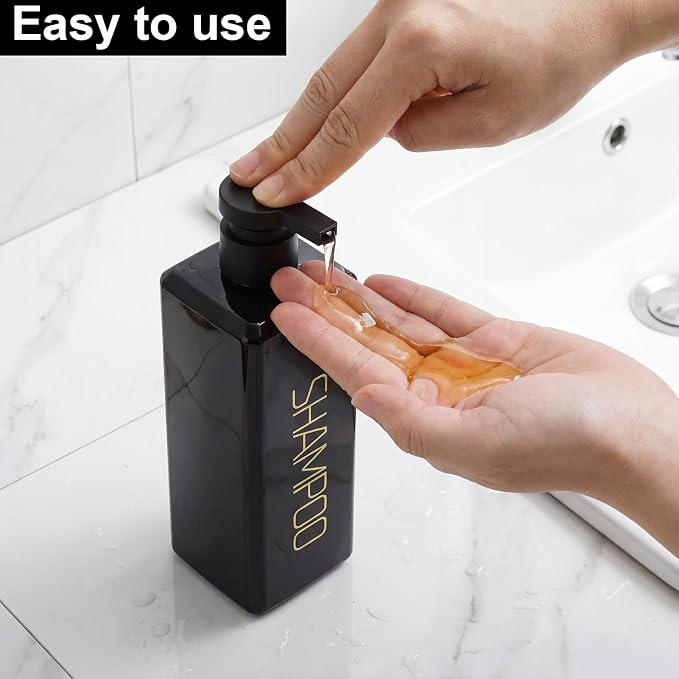 Shampoo and Conditioner Dispenser Shower Soap Bottles 3 Pack 550ml/18.6oz - Image 4