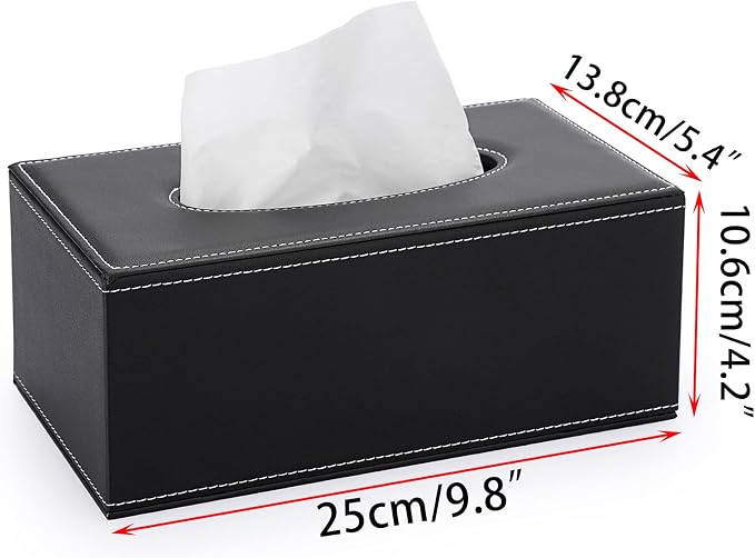 Sumnacon Tissue Box Cover Rectangle Leather Tissue Box Stylish Tissue Box Holder - Image 3